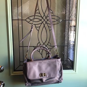 Merona faux gray leather satchel/shoulder/cross-body multi-compartment bag!